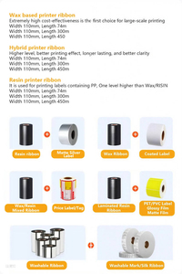 <span class=keywords><strong>Ruban</strong></span> thermique en résine cirée durable de 110 mm x 300 m, idéal pour les films plastiques et <span class=keywords><strong>le</strong></span> carton, imprimante matricielle - Product Image 2