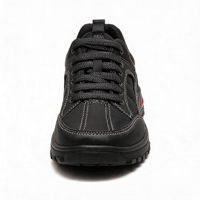 Chaussures de travail décontractées pour hommes, tige en cuir véritable, à lacets, antidérapantes, semelle extérieure en PVC résistante à l'usure, chaussures de marche en plein air 20260811-1