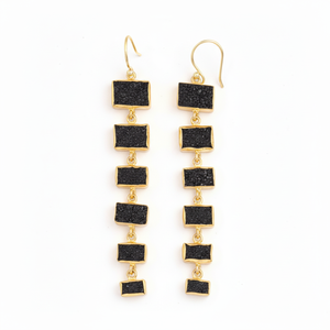 Zeva ต่างหูห้อยดรูซี่น้ำตาลดำธรรมชาติทำด้วยมือชุบทอง/เงินห้อยดีไซน์พังก์ทันสมัยของขวัญแต่งงานสำหรับเธอ - Product Image 1