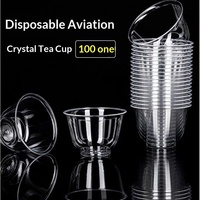 Tasses à thé jetables Kung Fu en cristal aviation, résistantes aux hautes températures, en PS/Polyéthylène, transparentes, petites, pour vin, bière, jus
