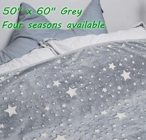 100% Polyester Print Star Mantas Luminoso Super Soft Magic <strong>Plush</strong> Throw Glow in the Dark Flannel Shine <strong>Blankets</strong> - Product Image 6