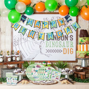 Fournitures fête d'<span class=keywords><strong>anniversaire</strong></span> sur le thème des dinosaures, banderole, assiettes en papier, tasses, <span class=keywords><strong>vaisselle</strong></span> de table pour enfants - Product Image 5