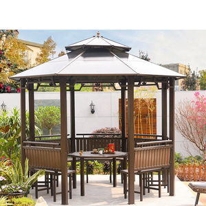 Outdoor Furniture Prefab Pavilion Hexagonal Garden Gazebo 3.5*3.5m Iron Garden Pavilion