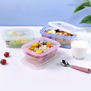 Wholesale <strong>Collapsible</strong> 1200ml Microwave Silicone Lunch Box <strong>Food</strong> <strong>Storage</strong> Lid Safe Silicone Foldable <strong>Container</strong> - Product Image 6