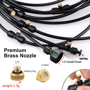 Système de brumisation extérieur pour serre de jardin 32,8/49,2 pieds avec buses de brumisation, filtre à eau et adaptateur en laiton - Product Image 3