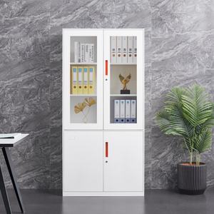上部ガラス下部スチールドア5層オフィス用スチールファイリングキャビネット近代的なオフィス機器フラットファイルキャビネットロック付き - Product Image 3