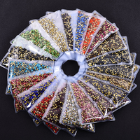 Rhinestones en verre cristal de qualité supérieure, taille mixte, pointe dorée, 1440 pièces/sac, pour chaussures, nail art et accessoires vestimentaires