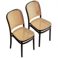 Chaise de salle à manger empilable en rotin moderne, style minimaliste du milieu du siècle, chaise de bistrot en cannage tressé, cadre noir, pour intérieur, extérieur, maison, patio, café