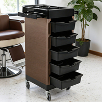 Chariot de rangement de salon à 5 niveaux durable en plastique, équipement de salon de coiffure, vente en gros d'usine