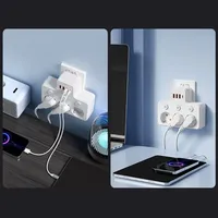 Nouvelle multiprise standard européenne avec 3 prises CA, 3 ports USB + 1 port Type-C à charge rapide, prise murale avec interrupteur indépendant