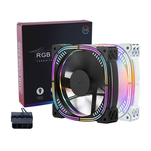 Ventilador de caja de computadora QiuzAim, ventilador enfriador de <span class=keywords><strong>CPU</strong></span> de 120mm con efecto de iluminación RGB, PC silencioso, velocidad de 1200RPM, ventiladores de refrigeración de <span class=keywords><strong>CPU</strong></span>, 1 paquete - Product Image 1