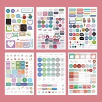 Autocollants pour journal réutilisables au design original RTS, autocollants kawaii pour journal hebdomadaire et mensuel, livre d'autocollants pour planificateur, feuilles d'autocollants pour scrapbooking