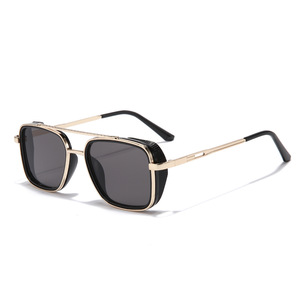 2024 nouveau Double faisceau métal lunettes <span class=keywords><strong>de</strong></span> soleil pour hommes femmes dégradé Punk carré Vintage lunettes <span class=keywords><strong>de</strong></span> soleil <span class=keywords><strong>nuances</strong></span> - Product Image 5