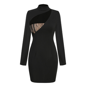 Mini abito <span class=keywords><strong>aderente</strong></span> da <span class=keywords><strong>donna</strong></span> <span class=keywords><strong>aderente</strong></span> in pizzo con motivo a maniche lunghe - Product Image 1