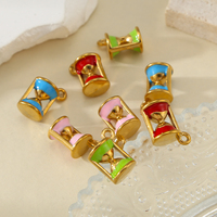 Breloques en acier inoxydable plaqué or 18 carats émaillées, en forme de sablier, de haute qualité, mignonnes, délicates et tendance, accessoires de bijoux
