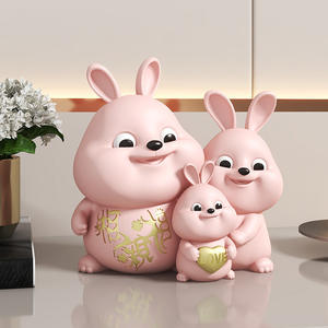 Figurine de <span class=keywords><strong>Famille</strong></span> de Lapins Emouvante en Promotion – Décoration Moderne pour Salon et Chambre – Kit d'Artisanat en Résine - Product Image 4