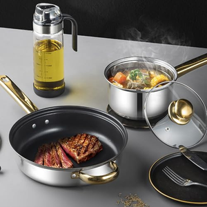 Factory Hot Selling 12PCS Kitchenware <b>Sets</b> 201 Stainless Steel Non-Stick Kitchen Cooking Pot <b>Set</b> Non Stick <b>Cookware</b> <b>Set</b> - Product Image 6