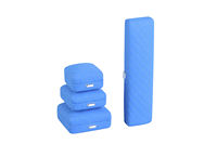 Coffret à bijoux rectangulaire matelassé en cuir PU bleu moderne et luxueux, étui cousu pour cadeaux de mariage et occasions spéciales
