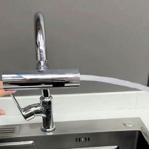 Robinet de cuisine blanc avec tête de pulvérisation cascade, filtre diffuseur, buse économiseuse d'eau, connecteur de robinet durable et éco-responsable - Product Image 4