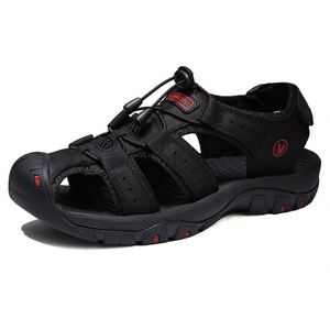 Nouvelle Arrivée Sandales d'été pour hommes en cuir véritable de grande taille, mode, pour l'extérieur, plage, doublure en mesh, pantoufles d'extérieur - Product Image 6