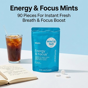 Mentas de Cafeína Natural para Claridad Mental y Energía Sostenida - con B6, B12 y L-Teanina, 90 Unidades, Venta al Por Mayor, Se Acepta OEM - Product Image 2