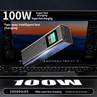 Kit de batterie externe en alliage d'aluminium 20 000 mAh PD 100W à charge rapide pour ordinateurs portables, modèle F38, fabriqué en Chine