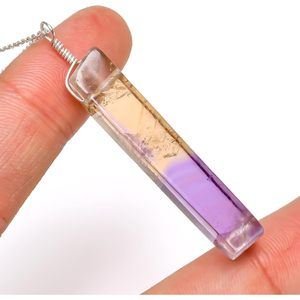 YASHEE สร้อยคอจี้รูปแท่งอะเมทรินธรรมชาติ ประดับขอบแบบ Bezel ของขวัญคริสตัลบำบัดสำหรับผู้หญิง - Product Image 4