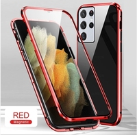 Étui de téléphone magnétique en verre avec cadre métallique à adsorption double face HD 360° pour Samsung Galaxy S26 Ultra, coque arrière S25 Ultra