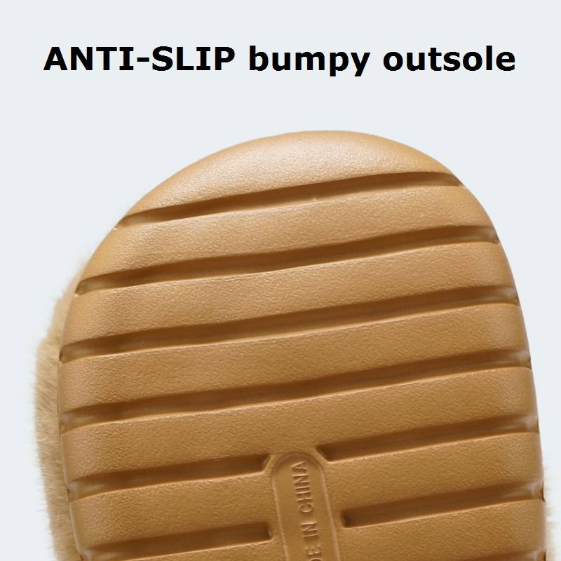 Womens Furry Slippers with EVA Outsole Winter Warm Plush-Lined Non-Slip Cushioning Cotton Slides Panda Slipper Indoor Home Use