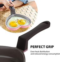 Mini gaufrier antiadhésif en forme de crêpe avec poignée résistante à la chaleur pour le petit-déjeuner Œufs brouillés Fromage grillé Coeurs roses