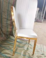 Chaise de salle à manger moderne avec pieds en métal doré, faite à la main, convertible, avec coussin en tissu PU rafraîchissant, empilable, pour salon, maison, bureau