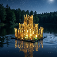 Hot-vente commerciale extérieure en acier inoxydable sec-pont sous-marin lumière LED buse fontaine d'eau avec musique danse caractéristiques