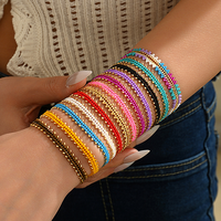 Bracelet artisanal unisexe tendance en perles, ajustable, délicat, plaqué or, avec perles de rocaille Miyuki colorées, géométrique, pour le quotidien