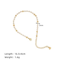 Bijoux faits main délicats, style bohème, bracelet en acier inoxydable plaqué or 18 carats avec chaîne à maillons et perles en verre blanc pour femmes et filles