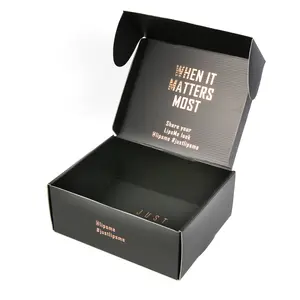 Kleine Kleidung Schuh Papier Box Verpackung Mailer Wellpappe Kartons Benutzer definierte schwarze Versand box mit Logo