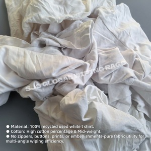 Trapos de Camiseta Blancos Reciclados para Limpieza Industrial, Trapos de Algodón 100% con Gran Absorción de Aceite - Product Image 4