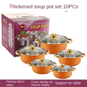 10 cái thép không gỉ <span class=keywords><strong>Cookware</strong></span> <span class=keywords><strong>Set</strong></span> sữa nồi súp không dính nồi không dính chậu Pan 16 18 20 22 24 cm với Hộp quà tặng cho nấu ăn - Product Image 2