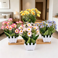 Set Bunga Pagar Sutra Daisy Simulasi Kecil Dekorasi Taman Padang Rumput Tanaman Hijau Liburan Hari Valentine Thanksgiving