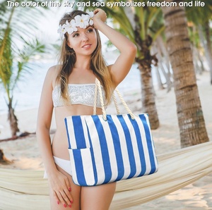 Bolsa de Playa Grande, Moderna, Azul y Blanca, con Dibujos Animados, de Secado Rápido, Absorbente de Agua, de Poliéster, para Viajes, Almacenamiento, para la Piscina - Product Image 4