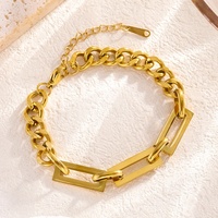 Nouveaux Bijoux Tendance en Acier Inoxydable Plaqué Or 18 Carats, Ensemble Collier et Bracelet à Maillons Cubains pour Femmes, Vente Chaude