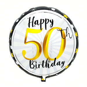 Ballon d'anniversaire en aluminium rond métallique, 45x53cm, décoration de fête pour adultes, célébration du 50e anniversaire - Product Image 3
