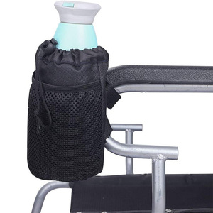Housse isolante pour bouteille d'eau, porte-gobelet en maille noire pour poussette de bébé, sac de rangement mural suspendu - Product Image 2
