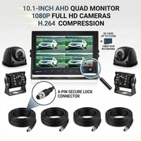 Système de moniteur MDVR 4CH IPS 10,1 pouces | Enregistrement en boucle Full HD 1080P avec affichage quadruple, prise en charge de la carte SD 512 Go pour flotte de bus et camions lourds