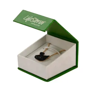 Custom Cheap Rigid Cardboard Small Green Jewelry Gift Pendant Box Packaging Necklace Box Magnet
