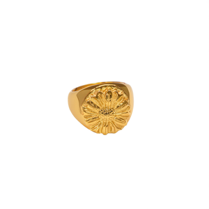 แหวนแฟชั่น สแตนเลส 316L ชุบทอง PVD ลายดอกไม้ เครื่องประดับผู้ชาย - Product Image 2