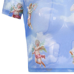 Top corto de malla sublimada, camiseta de Fitness Sexy de malla con estampado Digital, Top corto de cuello redondo de estilo caliente, camiseta transparente de malla sublimada - Product Image 3