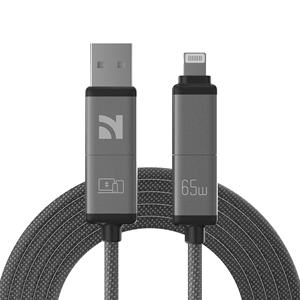 สายเคเบิลอะลูมิเนียมถัก NCC 4-in-1 65W 1.2M XC-0303 USB A + USB-C + สำหรับ Light-NING ชาร์จเร็วสีดำ" - Product Image 1