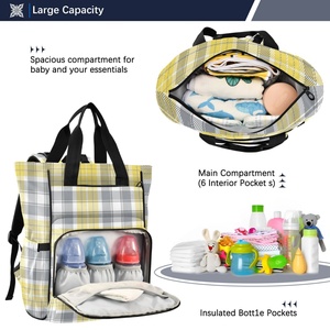 Bolsa de Pañales para Bebé, Impermeable, de Gran Capacidad, con Diseño a Cuadros, Personalizable, para Viajes, con MOQ Bajo - Product Image 5