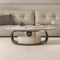 Table basse moderne de luxe en pierre avec rangement et structure en acier inoxydable pour salon et maison