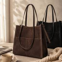 Sac à bandoulière en cuir suédé personnalisé avec poches avant en cuir de vache véritable, sangle amovible, style rétro minimaliste pour femme, idéal pour le bureau, fabrication usine